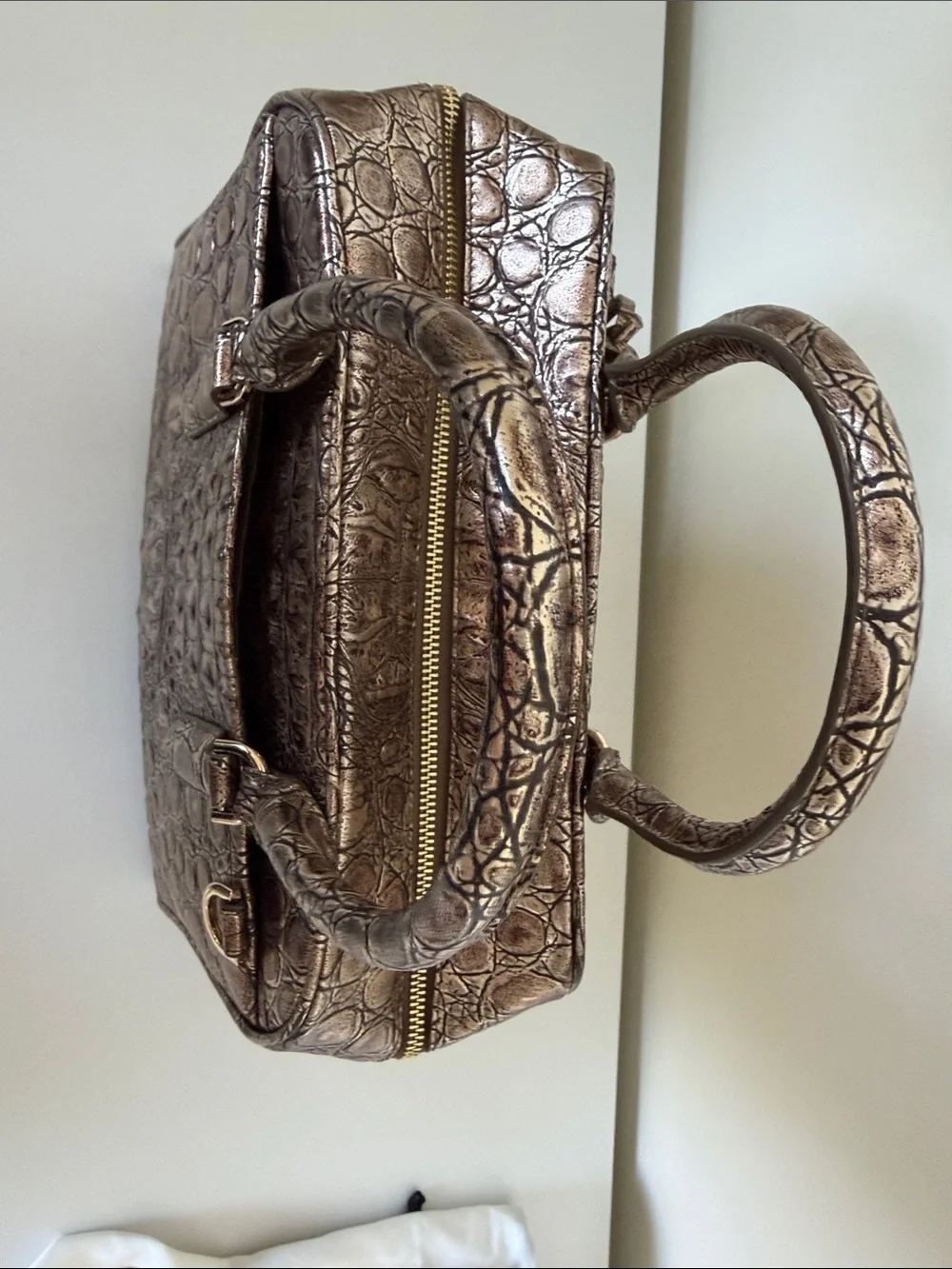Brahmin Marissa Bronze Nebula Satchel Handbag with Matching Veronica Wallet